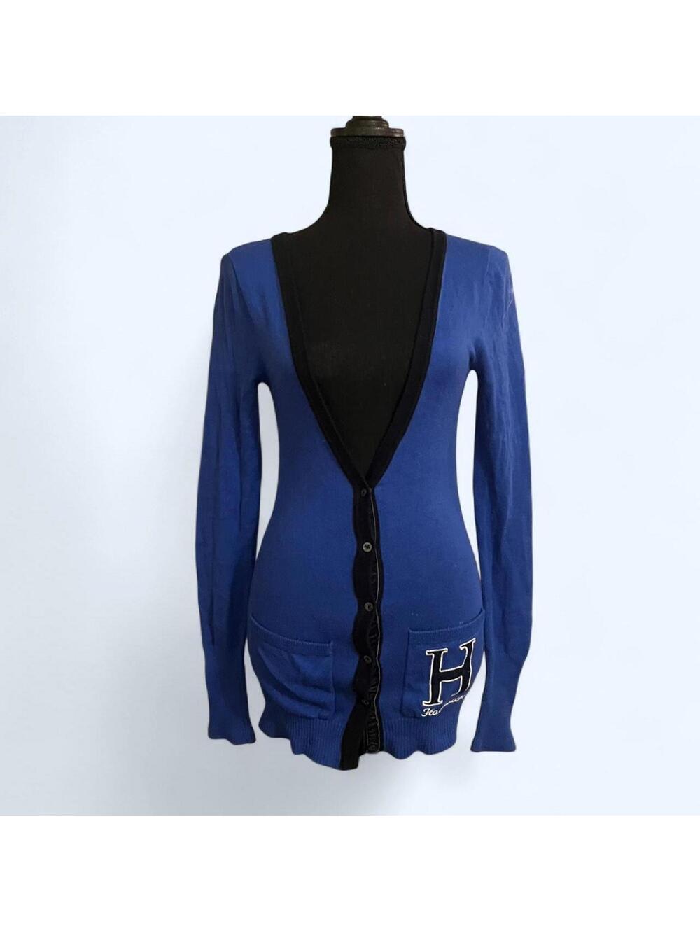 y2k hollister blue fitted preppy cardigan size small 💙